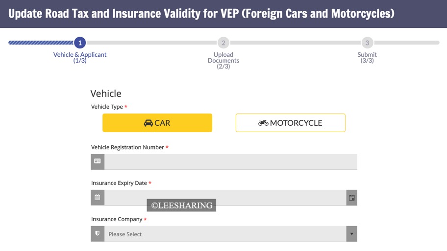 Update road tax and insurance validity for vep